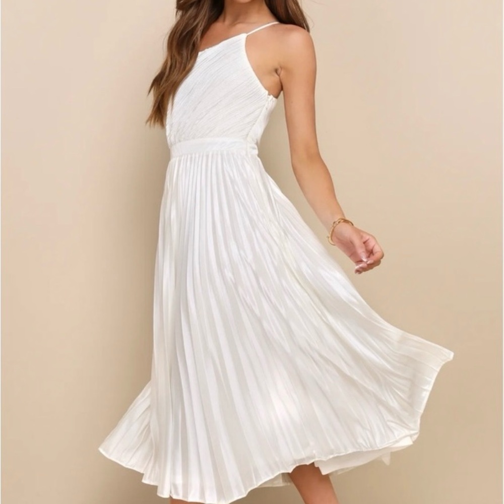 Lulu's Elegant Cream One-Shoulder Dress - Picture 2 of 9
